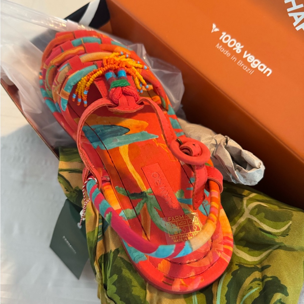 FARM Rio Red and Orange Sandals Vibrant Style